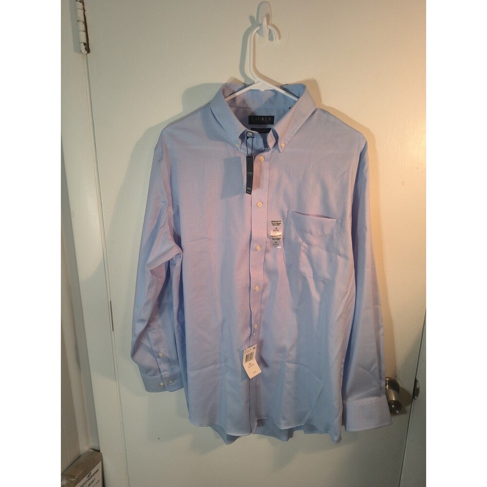 Lauren Ralph Lauren Ultraflex Dress Shirt Blue Regular Fit 16 32-33 NWT Stretch